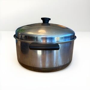 Montgomery Ward MW Ware 5 Qt Copper Clad Bottom Stock Pot w Lid Vintage